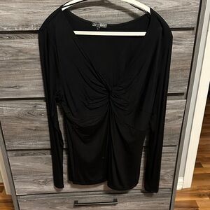 Curvy sense Elegant Black Long Sleeve Top